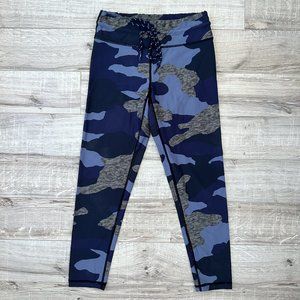 Aerie High Waisted Military Print Blue Grey Stretchy Ankle Cropped Leggings M